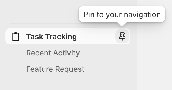 Pinning the Task Tracking app to the Shopify sidebar